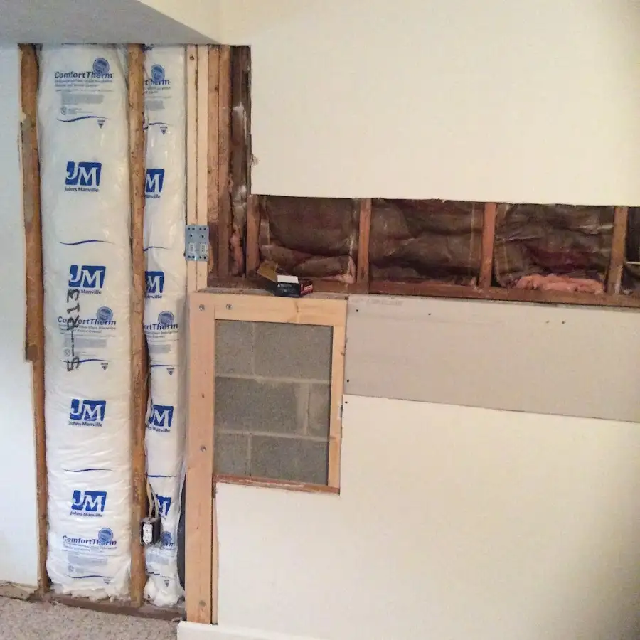 Wall insulation replacement during Basement Flood Cleanup in Clark